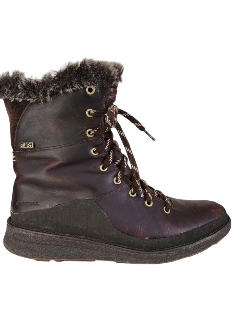 MERRELL brown leather Tremblant Ezra winter boots 8